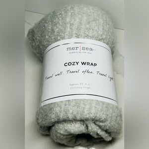 Mer Sea Always by the Sea Cozy Travel Wrap Throw Grey Ombre New 93” x 21”